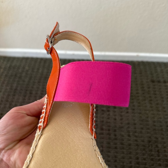 Carmen Saiz Red-Orange-Pink Colorblock Espadrille Sandals - Picture 5 of 6